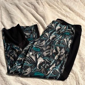 Avia capri leggings with mesh cut outs - Teal, Black, White - Size M